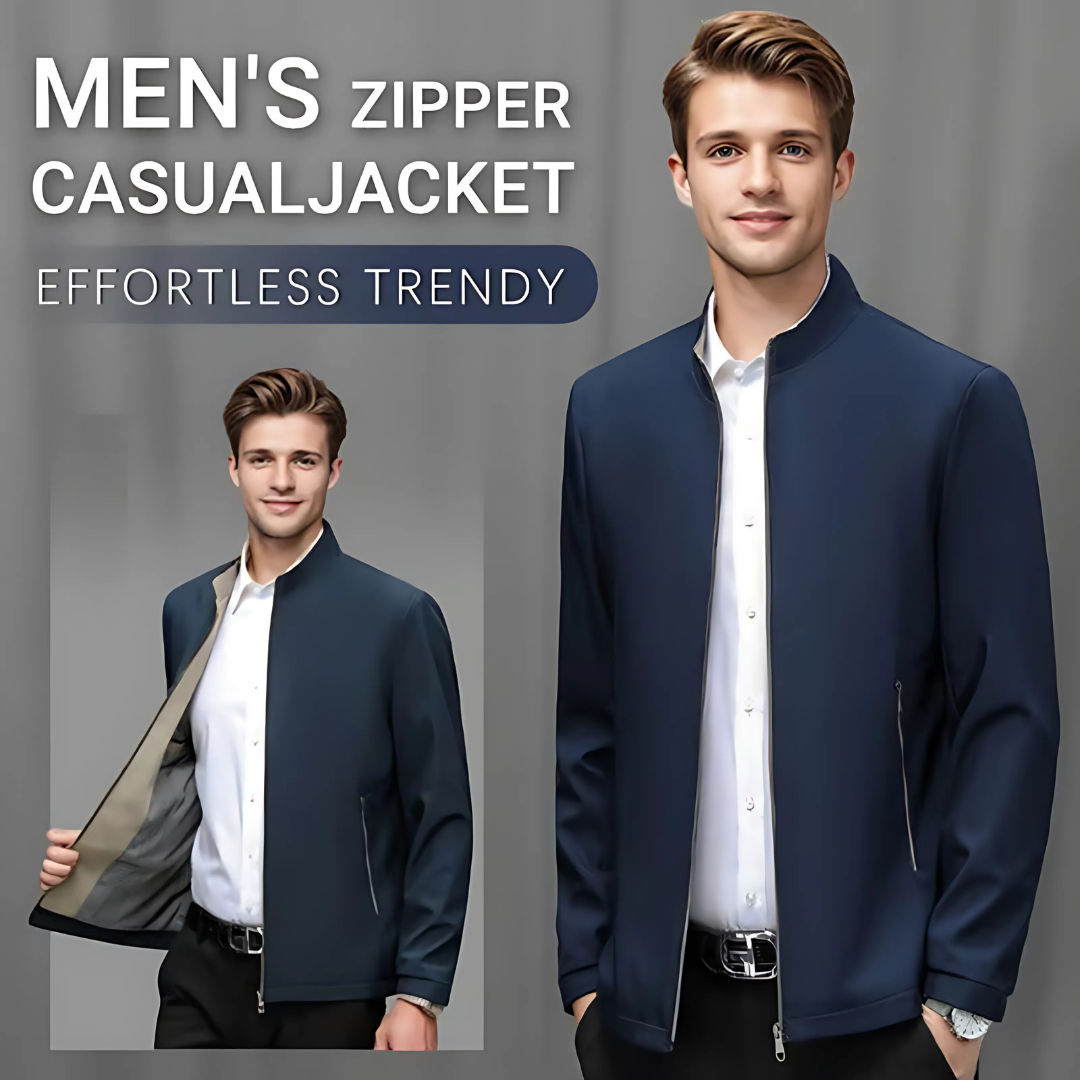 Icone™ CasualJacket: Staande Kraag Casual Rits Jas Voor Heren