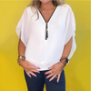 Icone™ LooseBlouse: Comfortabele Ritssluiting En V-Hals Los Blouse Voor Dames