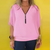 Icone™ LooseBlouse: Comfortabele Ritssluiting En V-Hals Los Blouse Voor Dames