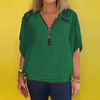 Icone™ LooseBlouse: Comfortabele Ritssluiting En V-Hals Los Blouse Voor Dames