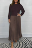 Icone™ PleatedDress: Lange Mouwen Top Met Elegante Geplooide Onderkant Jurk