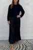 Icone™ PleatedDress: Lange Mouwen Top Met Elegante Geplooide Onderkant Jurk