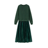 Icone™ PleatedDress: Lange Mouwen Top Met Elegante Geplooide Onderkant Jurk