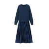 Icone™ PleatedDress: Lange Mouwen Top Met Elegante Geplooide Onderkant Jurk