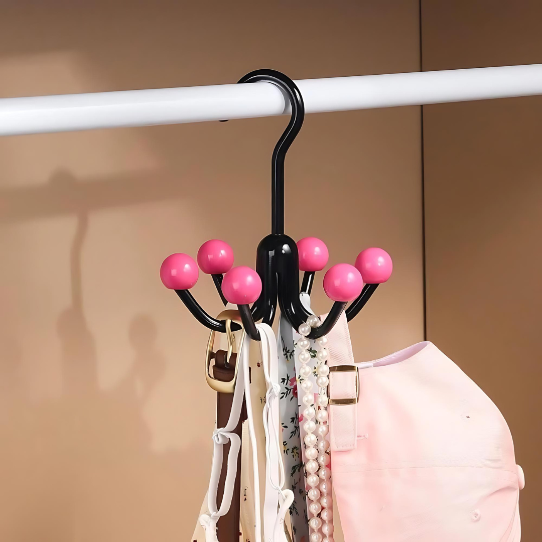 GlideHold® HangerHooks: 360° Draaibare 6-Klauw Haken Kastorganizer Hanger
