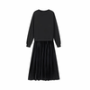 Icone™ PleatedDress: Lange Mouwen Top Met Elegante Geplooide Onderkant Jurk