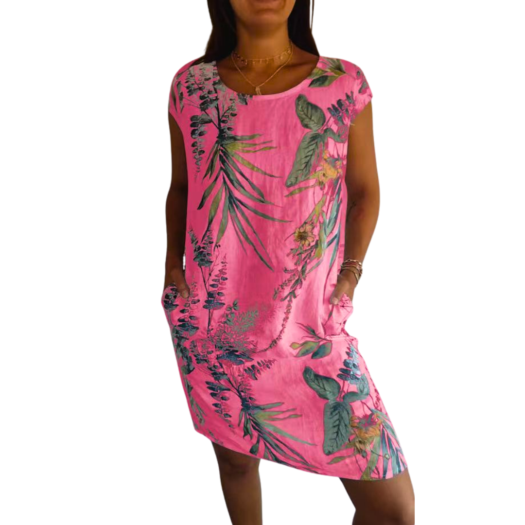 Icone™ CasualDress: Natuur Print Ronde Hals Casual Jurk
