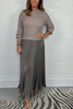 Icone™ PleatedDress: Lange Mouwen Top Met Elegante Geplooide Onderkant Jurk