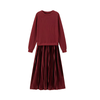 Icone™ PleatedDress: Lange Mouwen Top Met Elegante Geplooide Onderkant Jurk