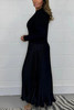 Icone™ PleatedDress: Lange Mouwen Top Met Elegante Geplooide Onderkant Jurk