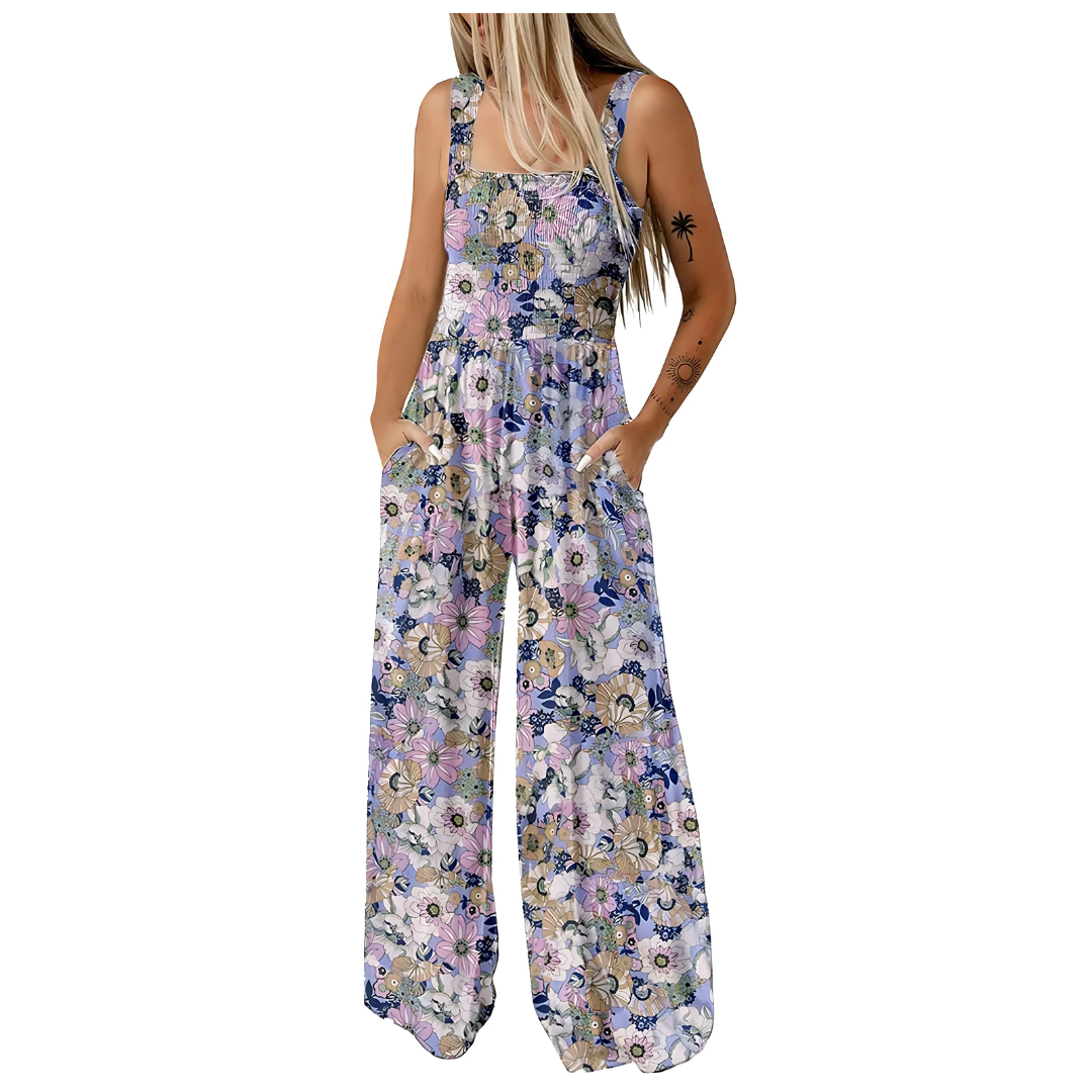 Icone™ PrintedJumpsuit: Volledige Lengte Comfortabel Casual Los Bedrukte Jumpsuit