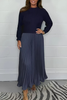 Icone™ PleatedDress: Lange Mouwen Top Met Elegante Geplooide Onderkant Jurk