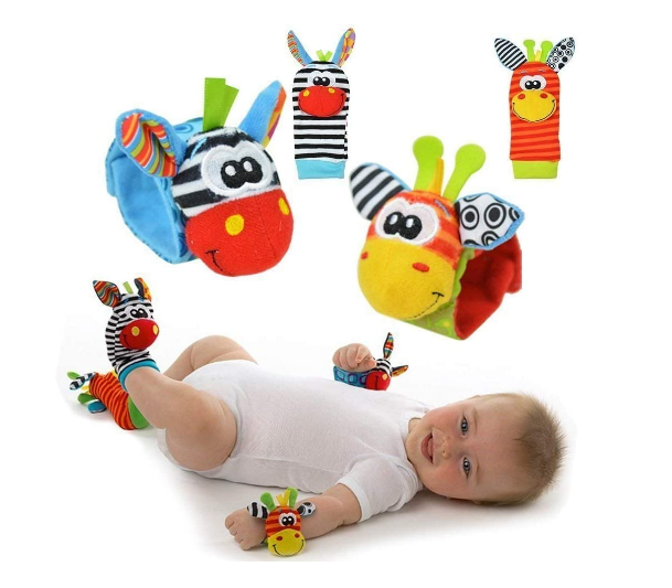 Kletshuts™ RattleToy 1+1 GRATIS: Zachte Dierlijke Baby Pols En Voet Sokke Rammelaa Speelgoed Set