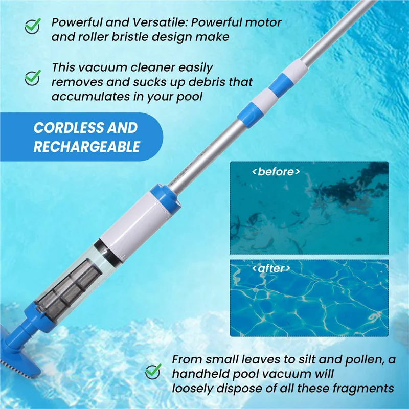 Cleaner Pro° PoolCleaner: Oplaadbare Handbediende Zwembadstofzuiger