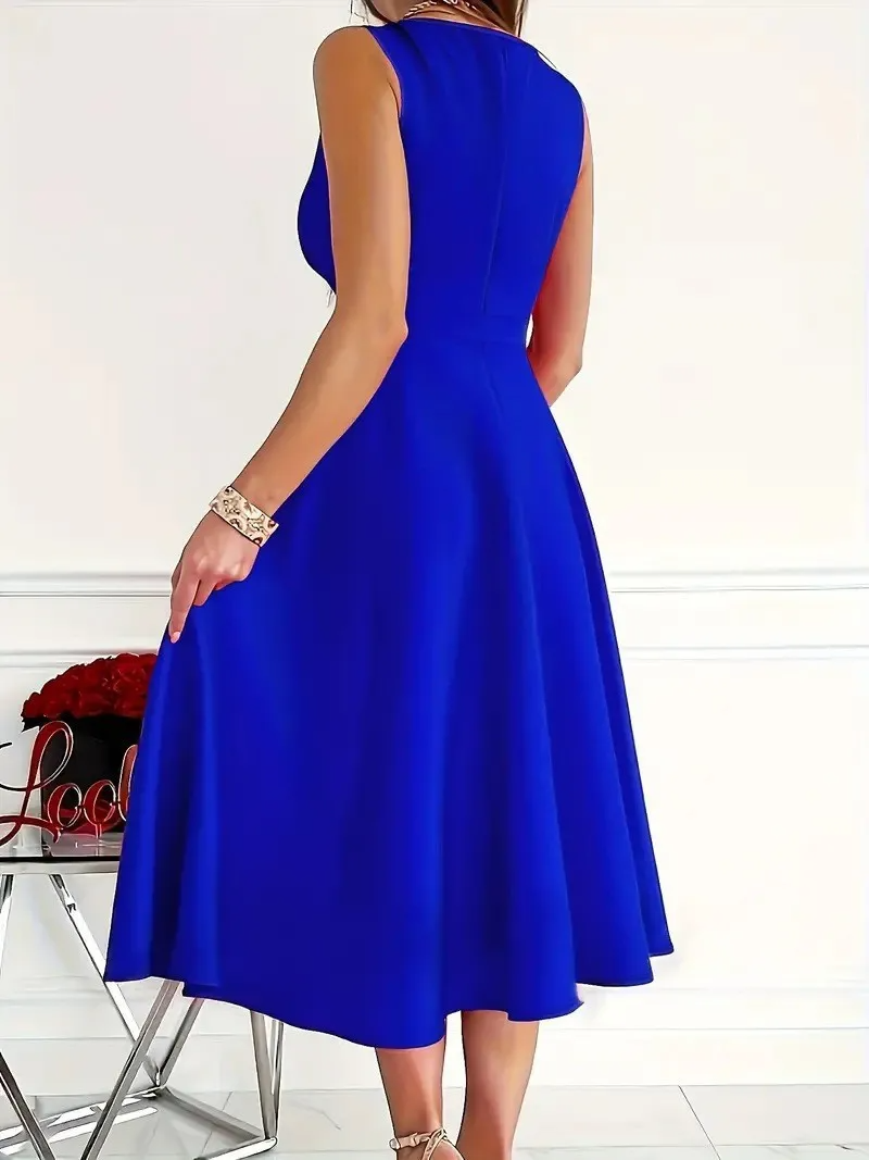 Icone™ ElegantDress: V-Hals Dames Elegante Jurk Met Riem
