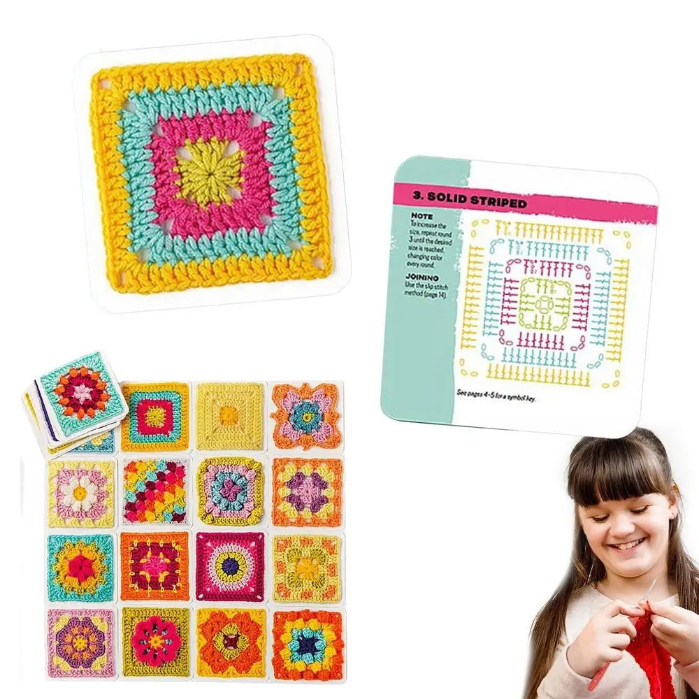 CrochetCards: Vierkant Breien Haken Gids Kaarten Set