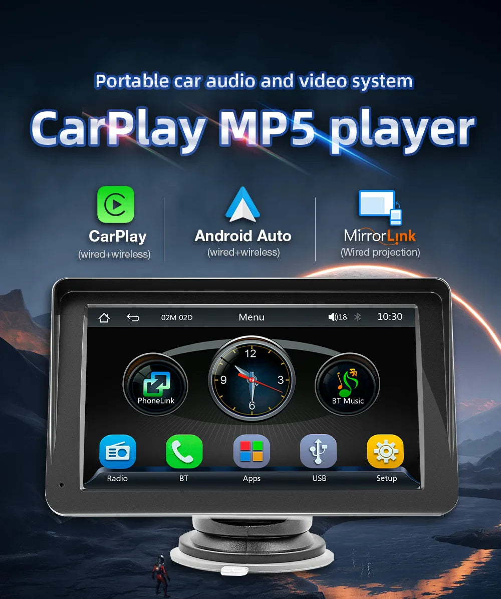 CarPlay - 7 Inch Draadloze Draagbare Android Auto Scherm