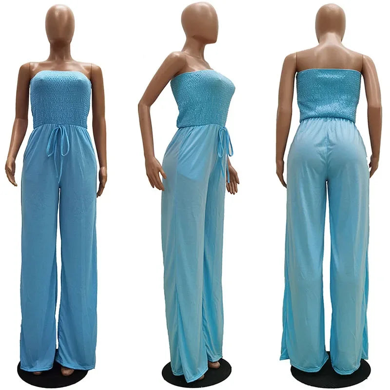 Icone™ Jumpsuit: Buis Bovenkant Effen Kleur Jumpsuit