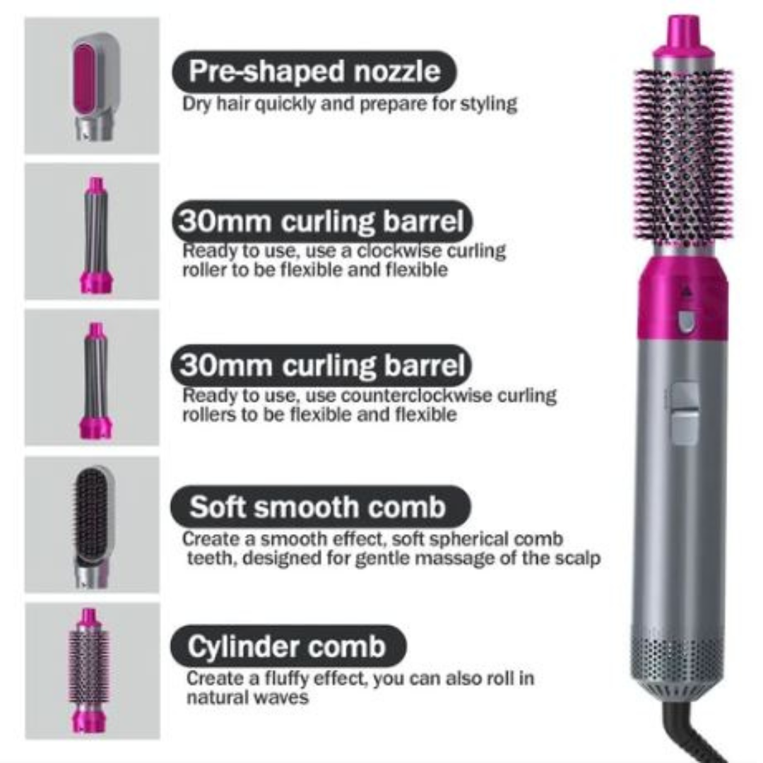 Rose® HairStyler -5 in 1 Professionele Haarstyler Borstelset