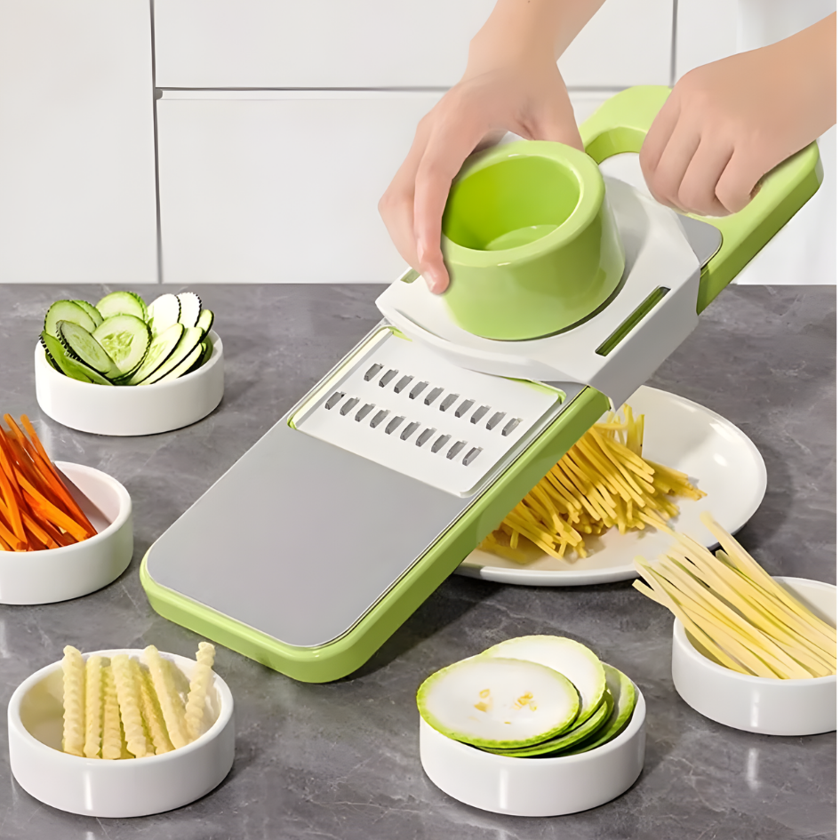 Globetrek° VeggieCutter: 5-In-1 Veilig Keuken Snijmachine Groente Snijder Set