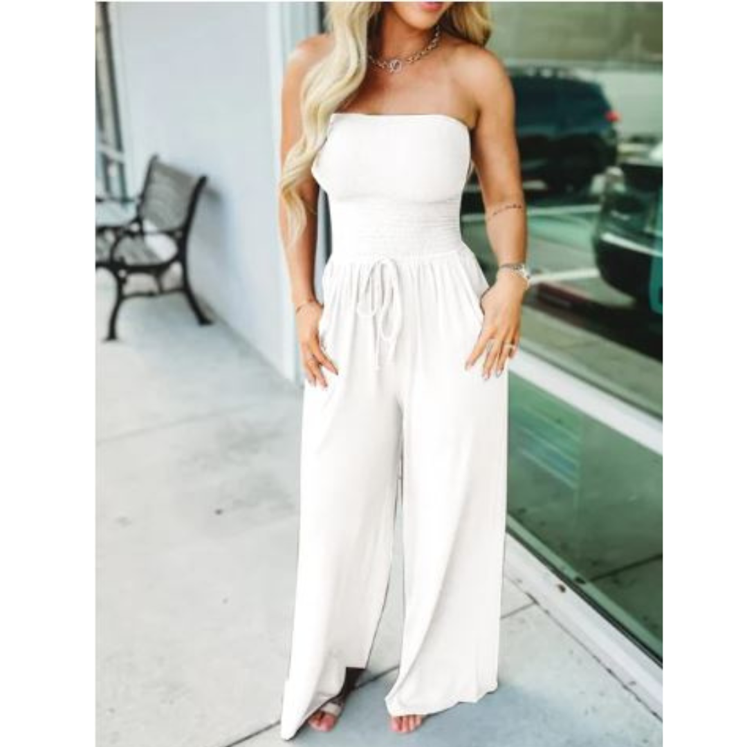 Icone™ Jumpsuit: Buis Bovenkant Effen Kleur Jumpsuit