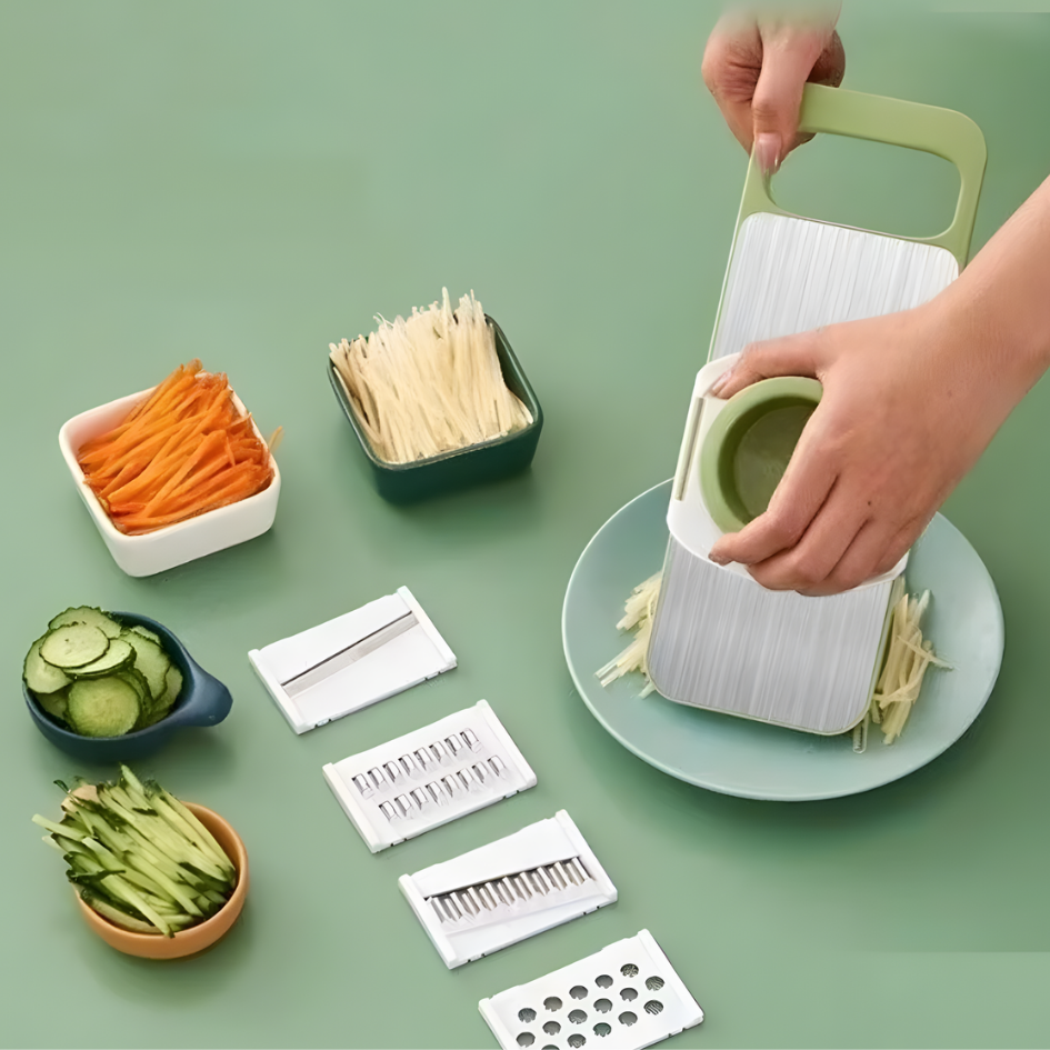 Globetrek° VeggieCutter: 5-In-1 Veilig Keuken Snijmachine Groente Snijder Set