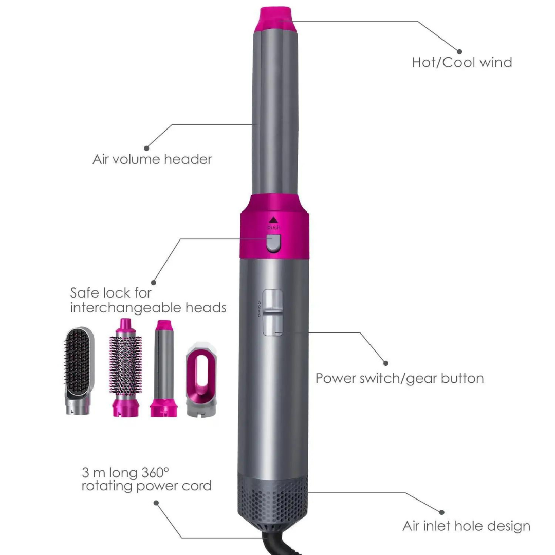 Rose® HairStyler -5 in 1 Professionele Haarstyler Borstelset