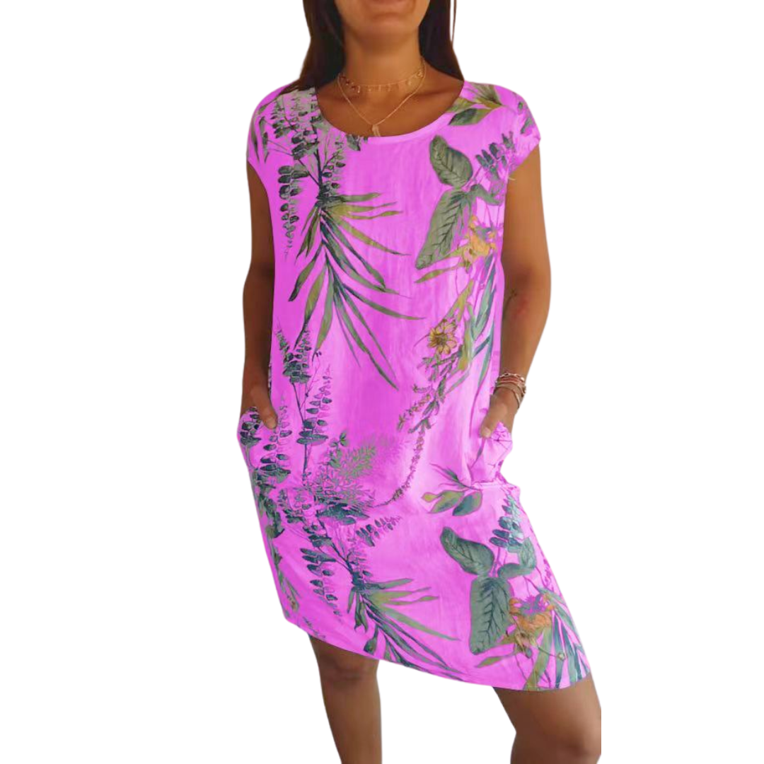 Icone™ CasualDress: Natuur Print Ronde Hals Casual Jurk