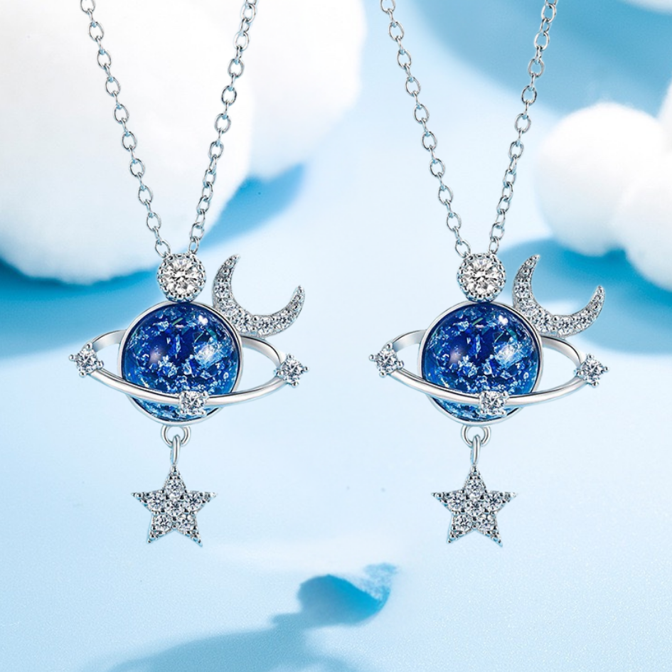 Jewelance™ MoonNecklace 1+1 GRATIS: Blauw Planeet Ster Maan Hanger Ketting