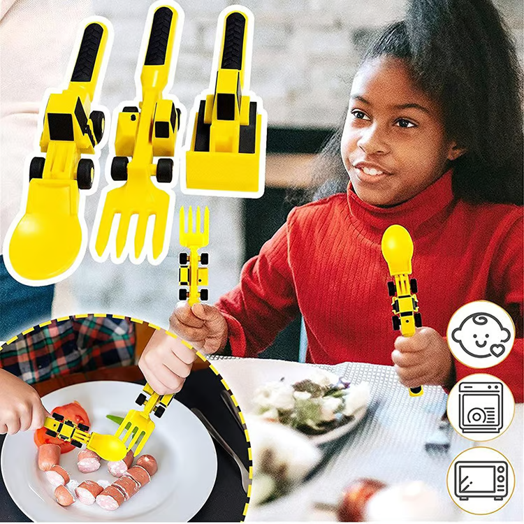 Kletshuts™ CarCutlery: Kinderen Bouw Bestek Set