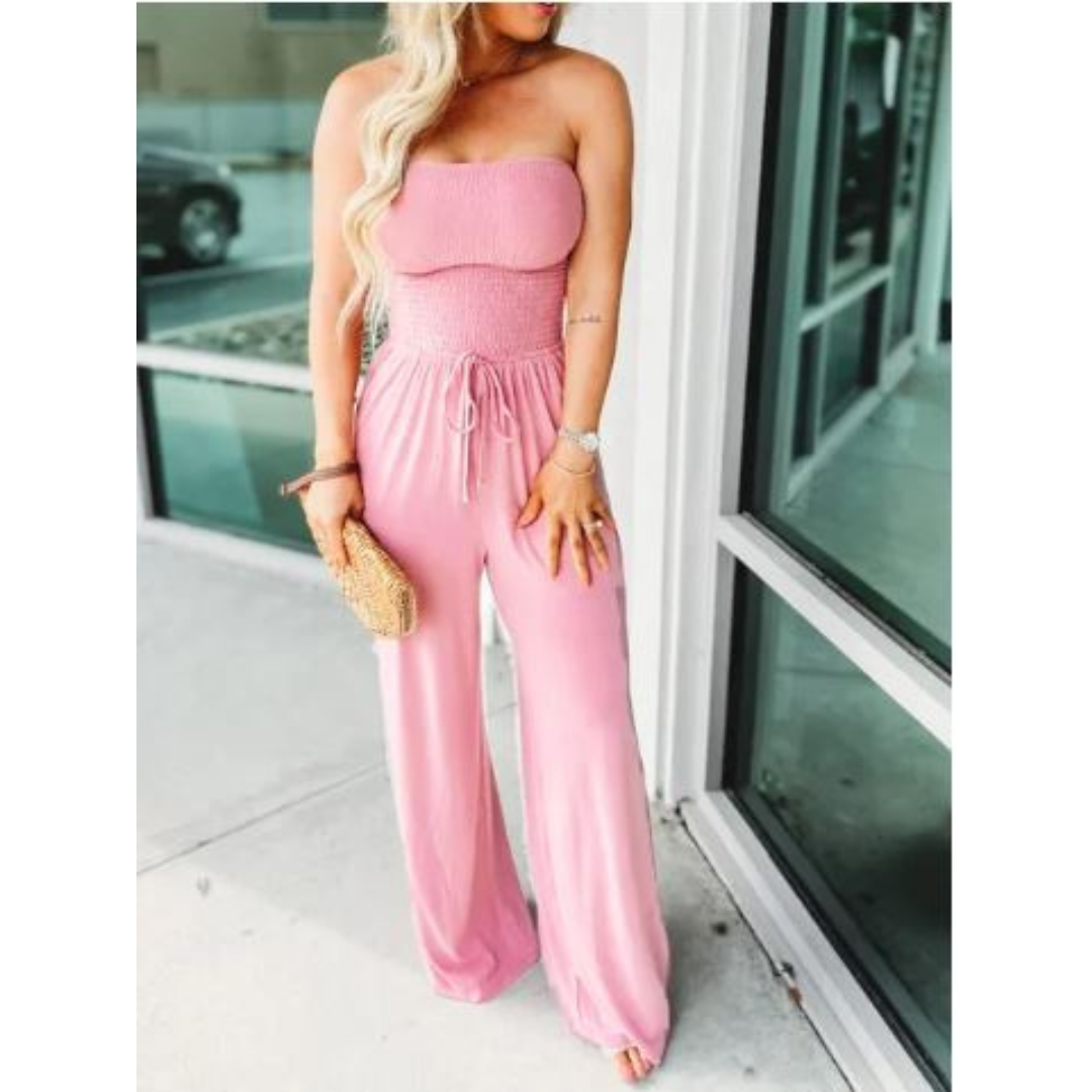 Icone™ Jumpsuit: Buis Bovenkant Effen Kleur Jumpsuit