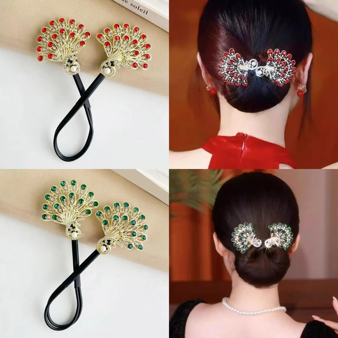 Rose® HairTie 1+1 GRATIS: Stijlvolle Haartie Elegante Vintage Kristallen Paardenstaart Draai-Houder