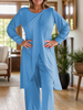 Icone™ ClassicSet: Klassieke Lange Mouw Met Chique Voorkant Spleet Top En Broek Set
