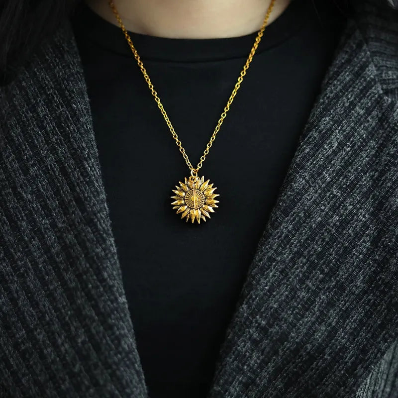 Jewelance™ SunflowerNecklace: "Jij Bent Mijn Zonnestraal" Zonnebloem Bedeltje Ketting