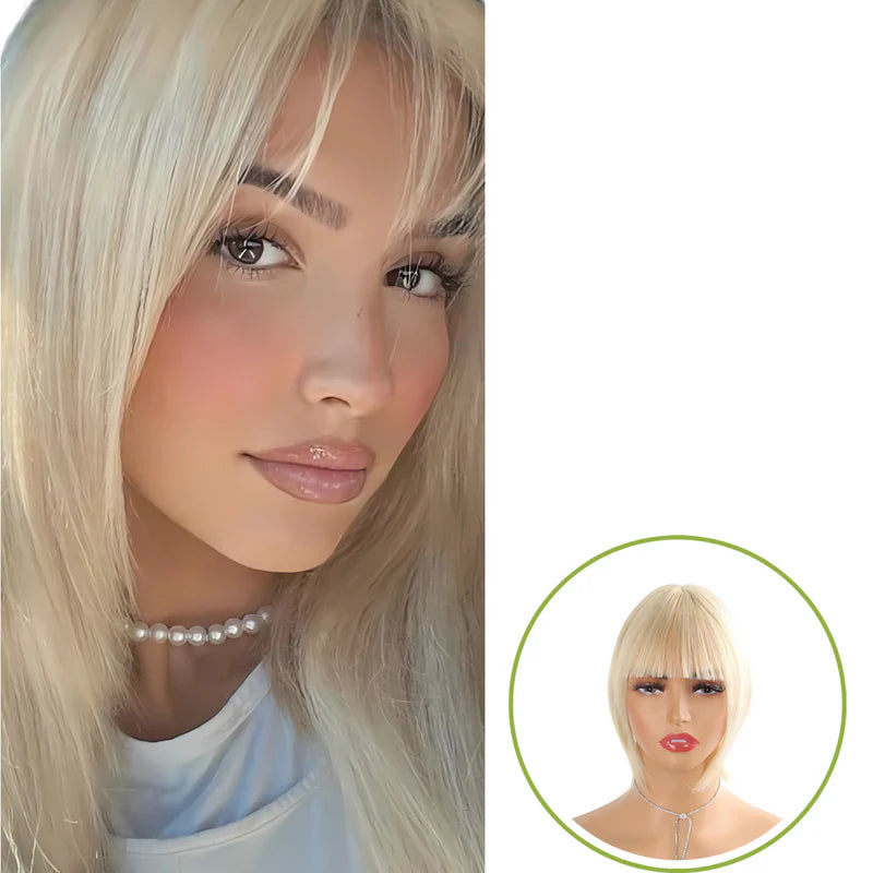 Rose® WigBangs 1+1 GRATIS: Naadloze Pruik Met Natuurlijk Ogende Bangs Uitbreidingen