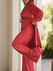 Icone™ ClassicSet: Klassieke Lange Mouw Met Chique Voorkant Spleet Top En Broek Set