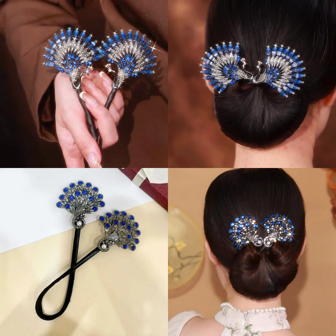 Rose® HairTie 1+1 GRATIS: Stijlvolle Haartie Elegante Vintage Kristallen Paardenstaart Draai-Houder