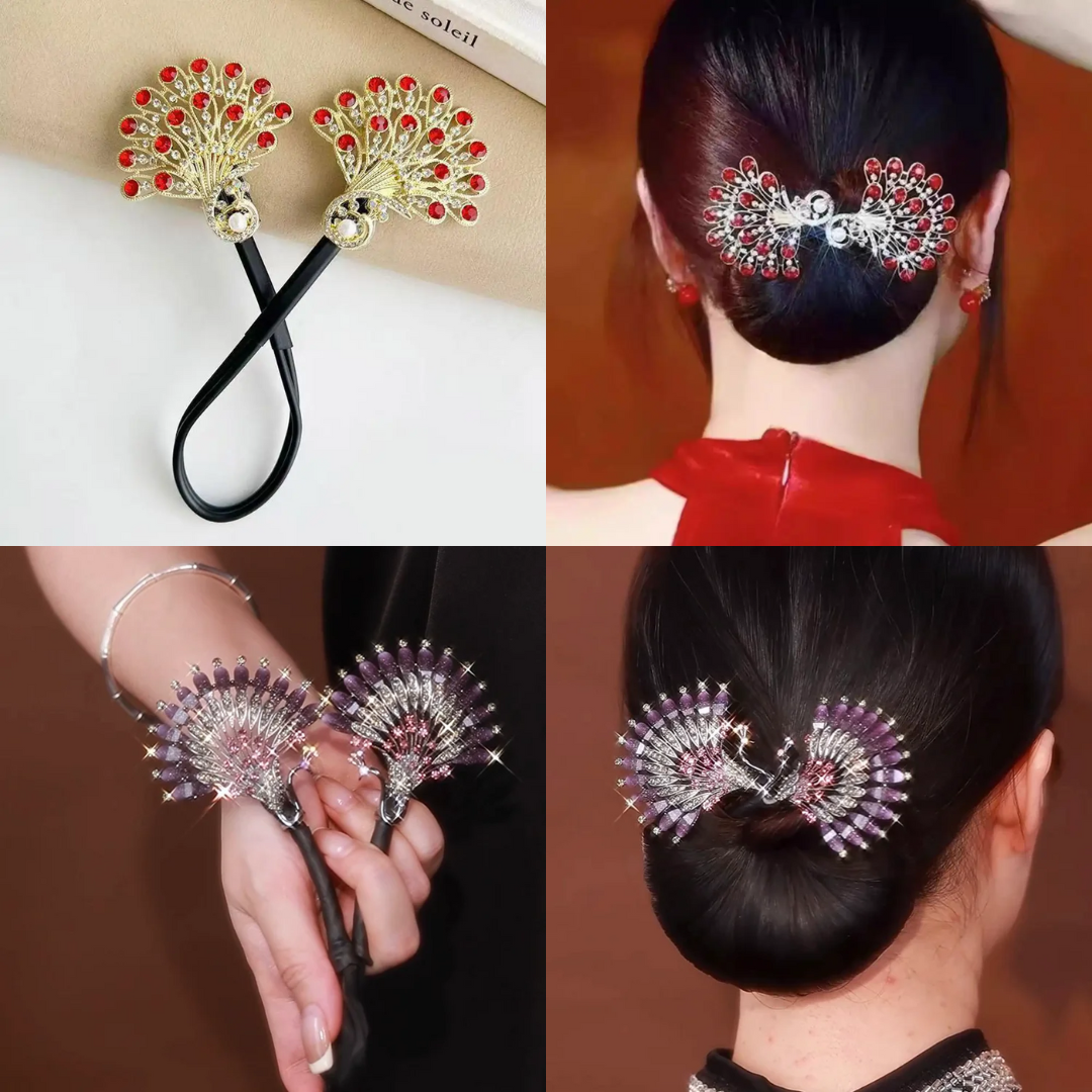 Rose® HairTie 1+1 GRATIS: Stijlvolle Haartie Elegante Vintage Kristallen Paardenstaart Draai-Houder