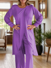 Icone™ ClassicSet: Klassieke Lange Mouw Met Chique Voorkant Spleet Top En Broek Set