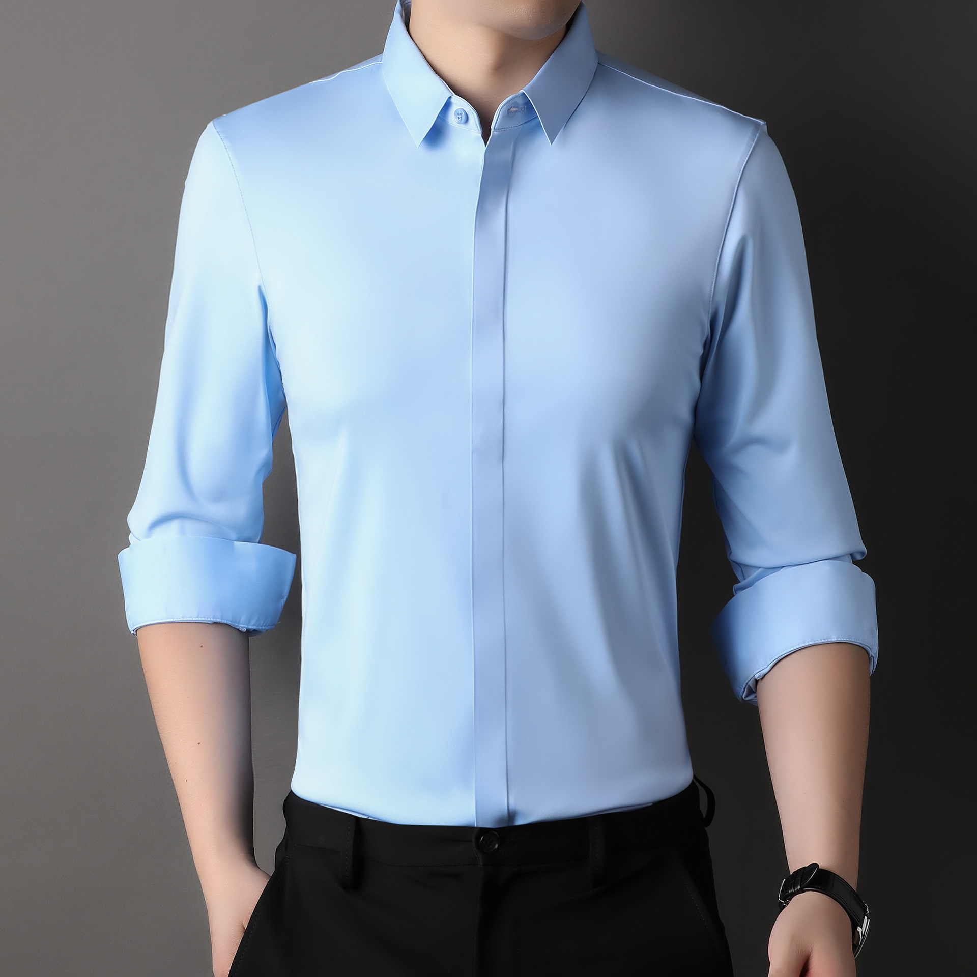 Icone™ StretchLongsleeve: Heren Kreukvrij Stretch Longsleeve