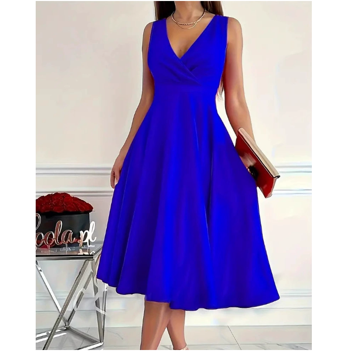 Icone™ ElegantDress: V-Hals Dames Elegante Jurk Met Riem