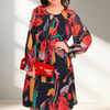 Icone™ FlowerDress: Lange Mouwen Losvallende Bloemenprint Jurk