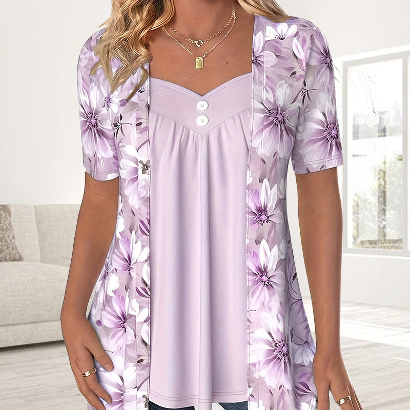 Icone™ FloralTop: Dames Losvallende En Comfortabele Stijlvolle Bloemenprint Top