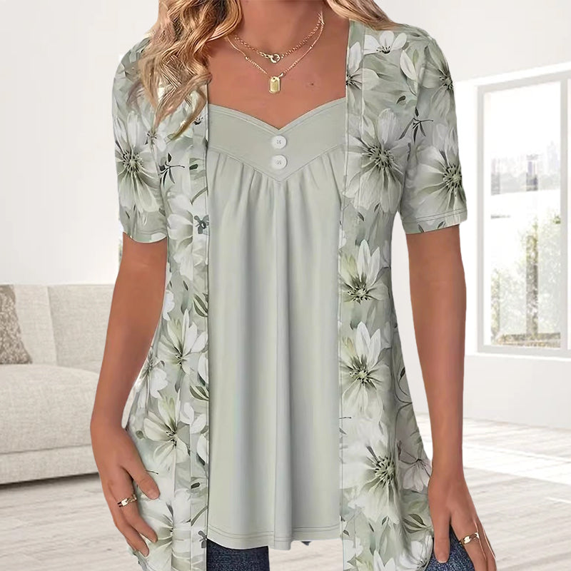 Icone™ FloralTop: Dames Losvallende En Comfortabele Stijlvolle Bloemenprint Top
