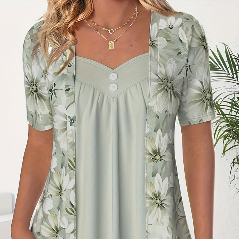 Icone™ FloralTop: Dames Losvallende En Comfortabele Stijlvolle Bloemenprint Top