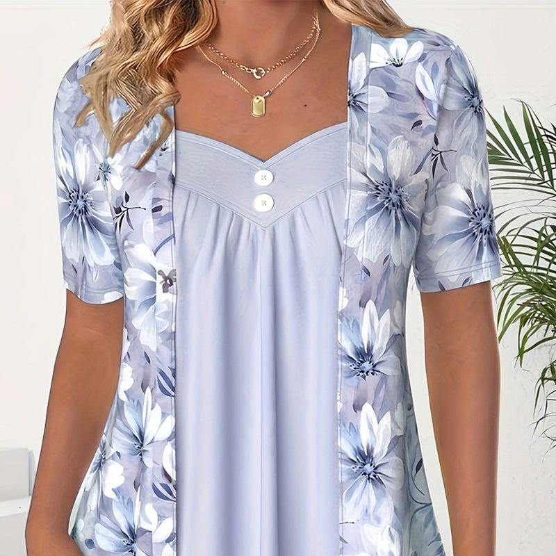 Icone™ FloralTop: Dames Losvallende En Comfortabele Stijlvolle Bloemenprint Top