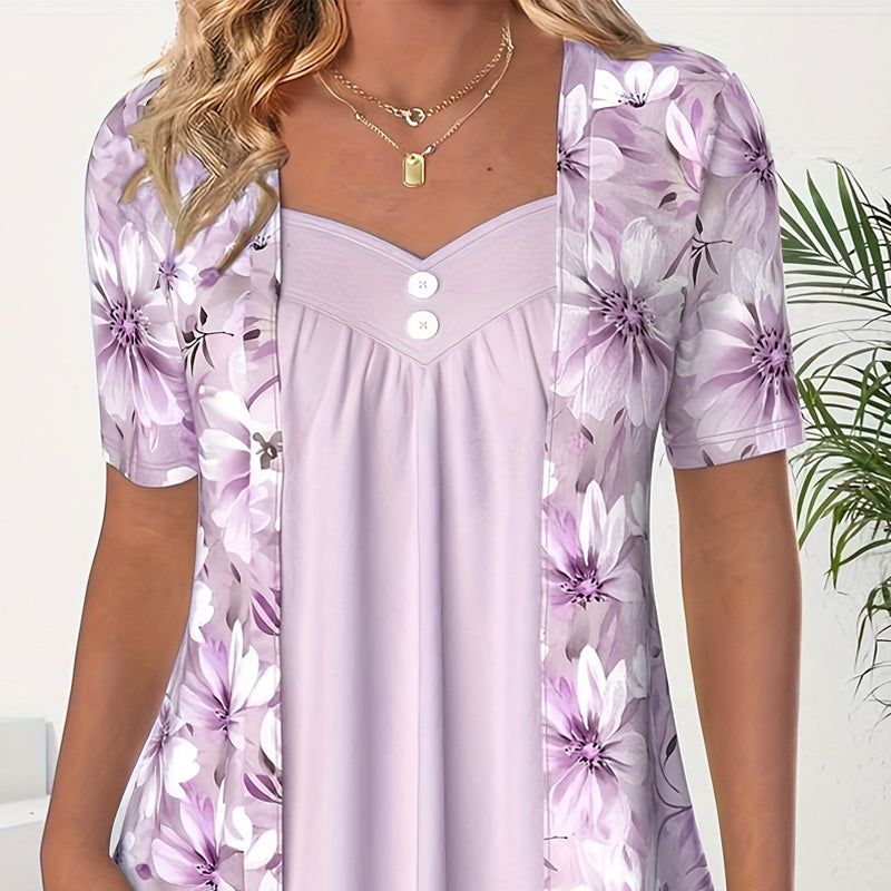 Icone™ FloralTop: Dames Losvallende En Comfortabele Stijlvolle Bloemenprint Top