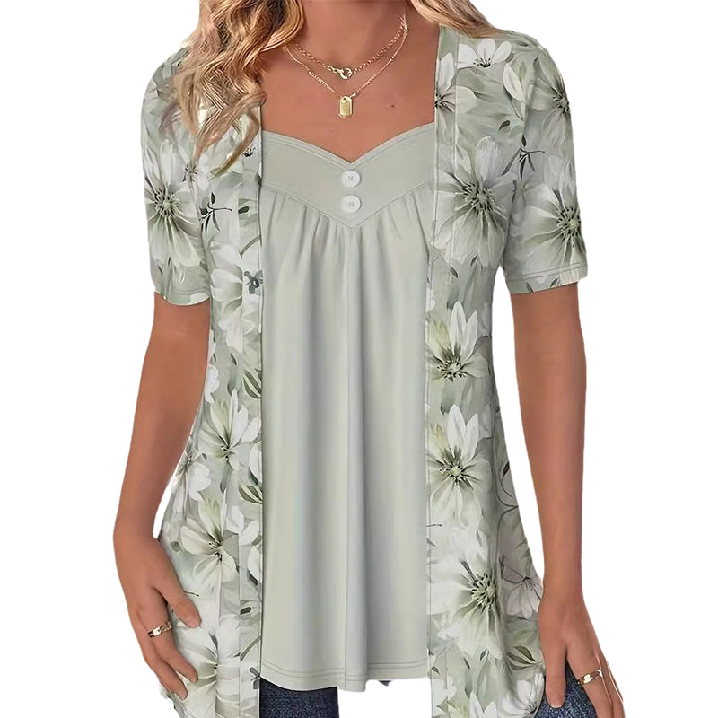 Icone™ FloralTop: Dames Losvallende En Comfortabele Stijlvolle Bloemenprint Top