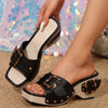 Happy™ ThickWedge: Stijlvolle Vierkante Neus Dik Sleehak Sandalen