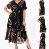 Icone™ FlowyDress: Dubbel Gelaagde V-Hals Zwierige Maxi Jurk